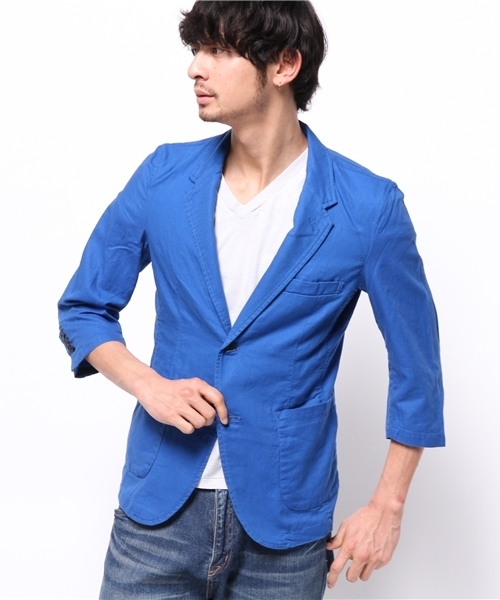 WEGO（ウィゴー）の「WEGO/フレンチリネン混テーラードジャケット（テーラードジャケット・メンズ・ブルー/ネイビー/その他1・LARGE/MEDIUM）」の5枚目の写真