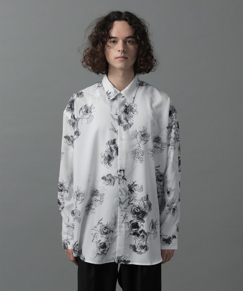 HARE（ハレ）の「ハンドデザインフラワーシャツ(HARE)（シャツ/ブラウス・メンズ・ブラック/グレー/オフホワイト・SMALL/MEDIUM）」の10枚目の写真