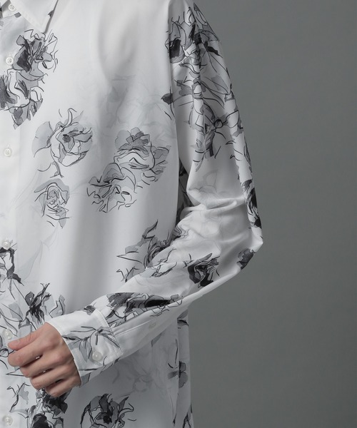 HARE（ハレ）の「ハンドデザインフラワーシャツ(HARE)（シャツ/ブラウス・メンズ・ブラック/グレー/オフホワイト・SMALL/MEDIUM）」の15枚目の写真