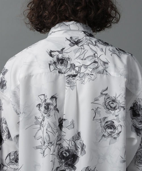 HARE（ハレ）の「ハンドデザインフラワーシャツ(HARE)（シャツ/ブラウス・メンズ・ブラック/グレー/オフホワイト・SMALL/MEDIUM）」の7枚目の写真