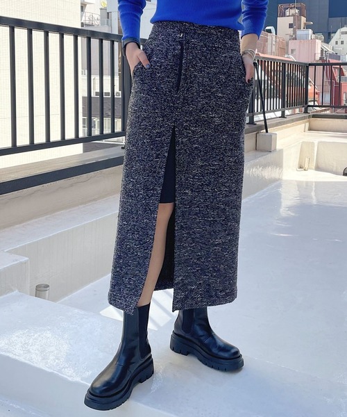 PAGEBOY（ページボーイ）の「WEB限定アイテム / スリットレイヤードスカート（スカート・レディース・ゼブラ/ブラック/チャコールグレー/ホワイト系その他/ブラック系その他/ブルー系その他/ブラック系その他2・FREE）」の4枚目の写真