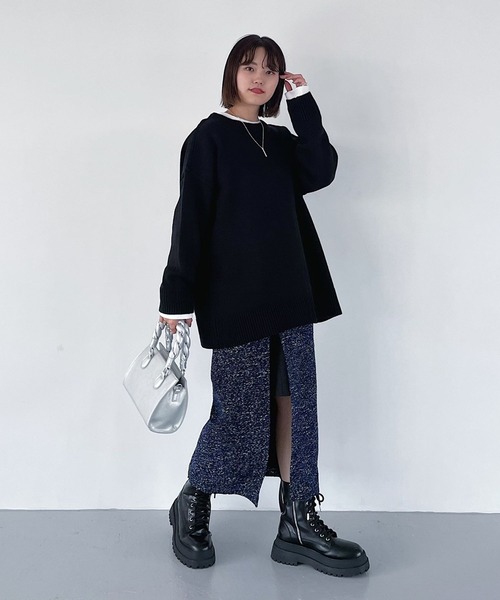 PAGEBOY（ページボーイ）の「WEB限定アイテム / スリットレイヤードスカート（スカート・レディース・ゼブラ/ブラック/チャコールグレー/ホワイト系その他/ブラック系その他/ブルー系その他/ブラック系その他2・FREE）」の9枚目の写真