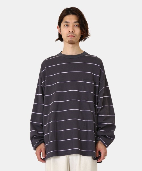 marka（マーカ）の「marka / マーカ：BORDER TEE L/S - COMBED KNIT BORDER -：M22A-09CS01C[COR]（Tシャツ/カットソー・メンズ・チャコールグレー/ブラック・1/2/3）」の17枚目の写真