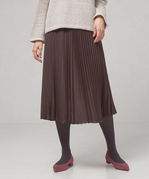 closet story(クローゼットストーリー)の「<closet story>ポリエステルサテン プリーツスカート -ウォッシャブル-(スカート・レディース・ダークブラウン/ナチュラル/ケリー・FREE)」の2枚目の写真