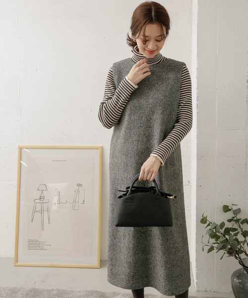 URBAN RESEARCH DOORS（アーバンリサーチドアーズ）の「ウールカットジャンパースカート（ワンピース・レディース・ブラック/グレー・ONE）」の6枚目の写真