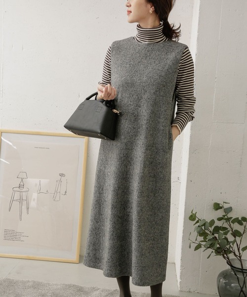 URBAN RESEARCH DOORS（アーバンリサーチドアーズ）の「ウールカットジャンパースカート（ワンピース・レディース・ブラック/グレー・ONE）」の7枚目の写真