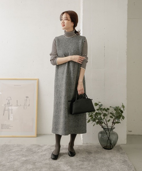 URBAN RESEARCH DOORS（アーバンリサーチドアーズ）の「ウールカットジャンパースカート（ワンピース・レディース・ブラック/グレー・ONE）」の14枚目の写真