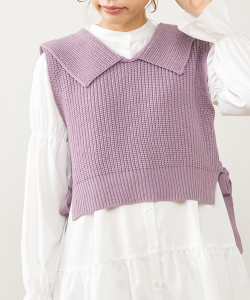 OLIVE des OLIVE（オリーブデオリーブ）の「セイラーベスト（ベスト・レディース・グレー/オフホワイト/ラベンダー・FREE）」の3枚目の写真