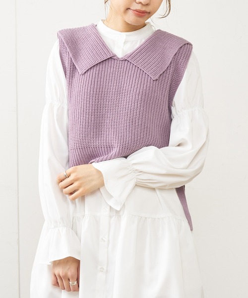 OLIVE des OLIVE（オリーブデオリーブ）の「セイラーベスト（ベスト・レディース・グレー/オフホワイト/ラベンダー・FREE）」の15枚目の写真