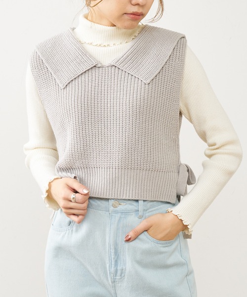 OLIVE des OLIVE（オリーブデオリーブ）の「セイラーベスト（ベスト・レディース・グレー/オフホワイト/ラベンダー・FREE）」の9枚目の写真