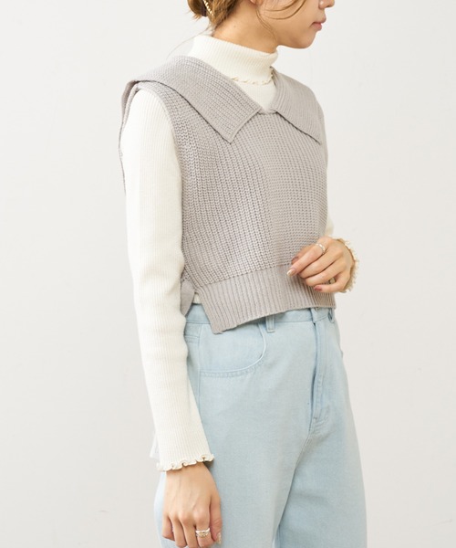 OLIVE des OLIVE（オリーブデオリーブ）の「セイラーベスト（ベスト・レディース・グレー/オフホワイト/ラベンダー・FREE）」の6枚目の写真