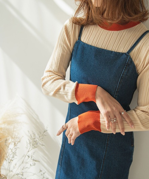 rectangle（レクタングル）の「バイカラーリンガーニット（ニット/セーター・レディース・ブラック/グリーン/アイボリー・FREE）」の10枚目の写真