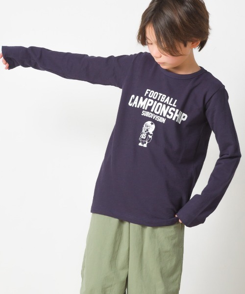 OMNES(オムネス)の「キッズ スラブコットンプリント長袖Tシャツ ロンT(Tシャツ/カットソー・キッズ・キャメル/ピンク/ネイビー/アイボリー/ブルーグレー・140/100/110/120/130)」の3枚目の写真