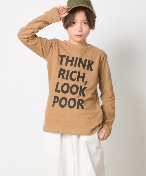 OMNES(オムネス)の「キッズ スラブコットンプリント長袖Tシャツ ロンT(Tシャツ/カットソー・キッズ・キャメル/ピンク/ネイビー/アイボリー/ブルーグレー・140/100/110/120/130)」の4枚目の写真