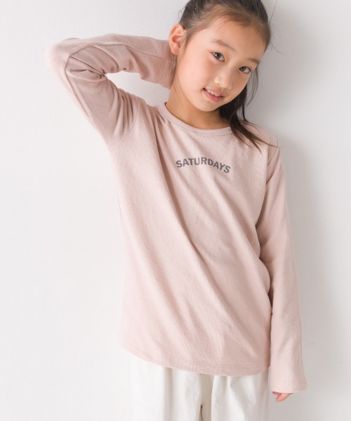 OMNES(オムネス)の「キッズ スラブコットンプリント長袖Tシャツ ロンT(Tシャツ/カットソー・キッズ・キャメル/ピンク/ネイビー/アイボリー/ブルーグレー・140/100/110/120/130)」の5枚目の写真