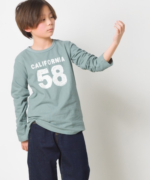 OMNES(オムネス)の「キッズ スラブコットンプリント長袖Tシャツ ロンT(Tシャツ/カットソー・キッズ・キャメル/ピンク/ネイビー/アイボリー/ブルーグレー・140/100/110/120/130)」の7枚目の写真