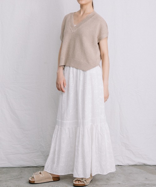 Liyoca(リヨカ)の「【Liyoca】刺繍レーヨンキュプラレーヨンスカート(スカート・レディース・ホワイト/ブラック・FREE)」の8枚目の写真