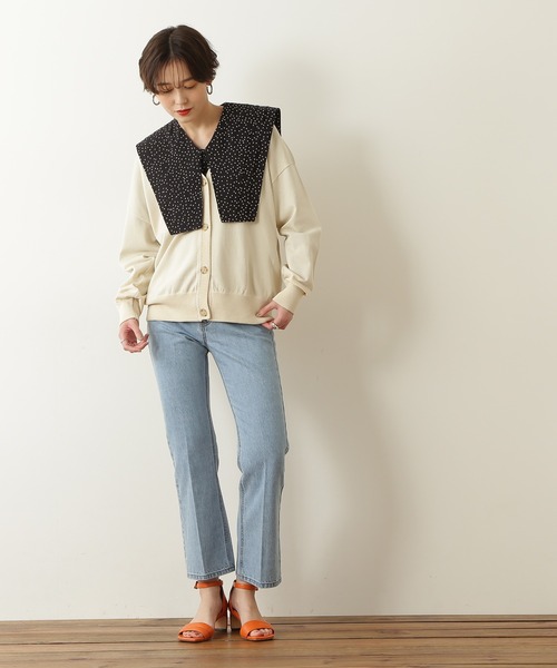 N.(N. Natural Beauty Basic)(エヌエヌナチュラルビューティーベーシック)の「◆天竺プレーティングニットカーディガン(カーディガン/ボレロ・レディース・オフホワイト/オレンジ/グリーン/ピンク・MEDIUM)」の6枚目の写真