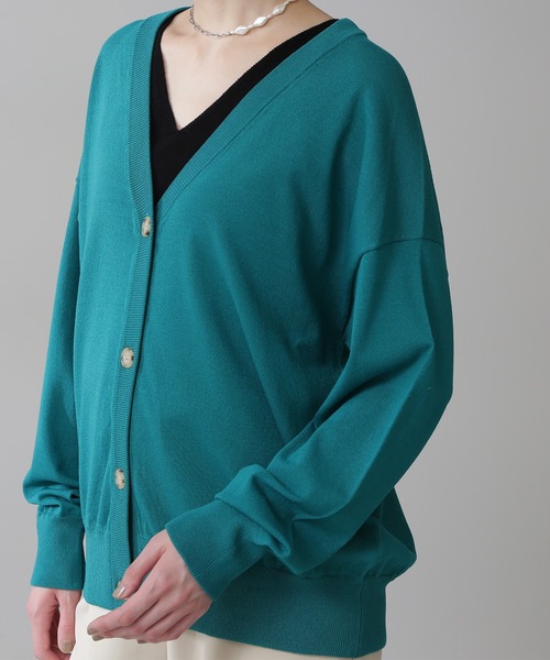 N.(N. Natural Beauty Basic)(エヌエヌナチュラルビューティーベーシック)の「◆天竺プレーティングニットカーディガン(カーディガン/ボレロ・レディース・オフホワイト/オレンジ/グリーン/ピンク・MEDIUM)」の11枚目の写真