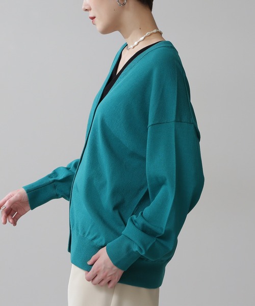 N.(N. Natural Beauty Basic)(エヌエヌナチュラルビューティーベーシック)の「◆天竺プレーティングニットカーディガン(カーディガン/ボレロ・レディース・オフホワイト/オレンジ/グリーン/ピンク・MEDIUM)」の13枚目の写真