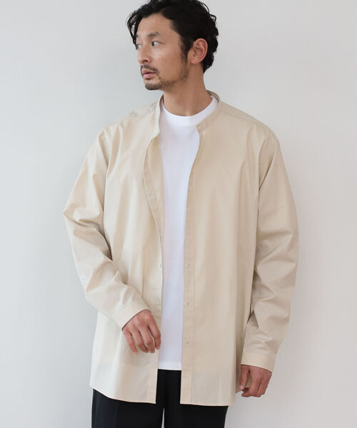 B:MING by BEAMS（ビーミングバイビームス）の「B:MING by BEAMS / リラックスフィット バンドカラー シャツ（シャツ/ブラウス・メンズ・ベージュ/レッド系その他3・SMALL/MEDIUM/LARGE/X-LARGE）」の6枚目の写真