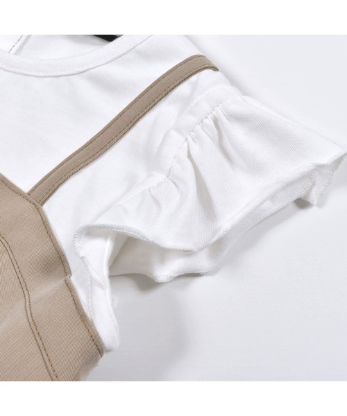 BeBe（ベベ）の「BeBe/レイヤード風ツイルステッチAラインワンピース(80~150cm)（ワンピース・キッズ・ベージュ/ブルー・140/150/90/130/120/100/80/110）」の7枚目の写真