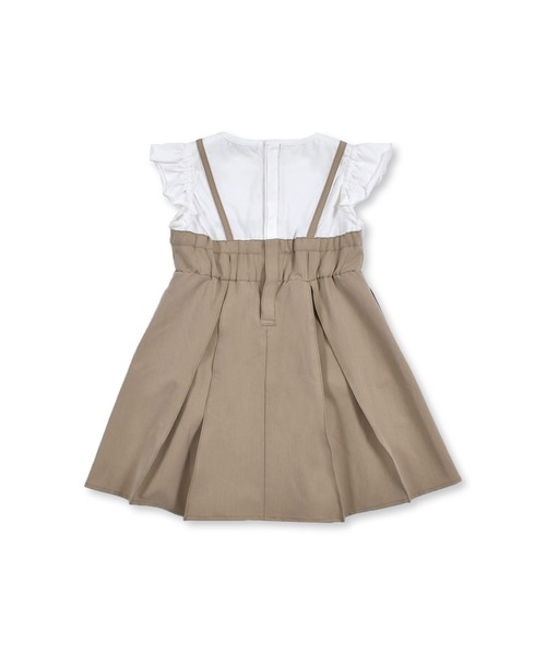 BeBe（ベベ）の「BeBe/レイヤード風ツイルステッチAラインワンピース(80~150cm)（ワンピース・キッズ・ベージュ/ブルー・140/150/90/130/120/100/80/110）」の5枚目の写真