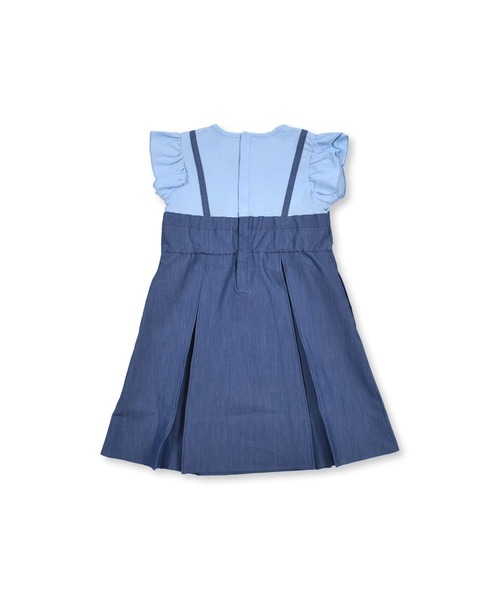 BeBe（ベベ）の「BeBe/レイヤード風ツイルステッチAラインワンピース(80~150cm)（ワンピース・キッズ・ベージュ/ブルー・140/150/90/130/120/100/80/110）」の12枚目の写真