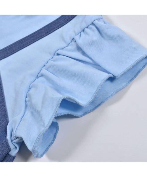 BeBe（ベベ）の「BeBe/レイヤード風ツイルステッチAラインワンピース(80~150cm)（ワンピース・キッズ・ベージュ/ブルー・140/150/90/130/120/100/80/110）」の14枚目の写真