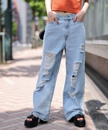 WEGO | WEGO/ダメージワイドストレートパンツ(デニムパンツ)