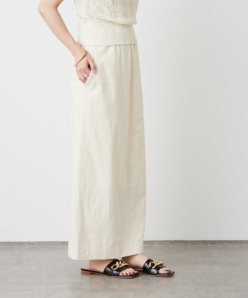 Omekashi（オメカシ）の「ストレッチリネンタイトスカート（スカート・レディース・ブラック/オフホワイト/ピンク・38/36）」の4枚目の写真