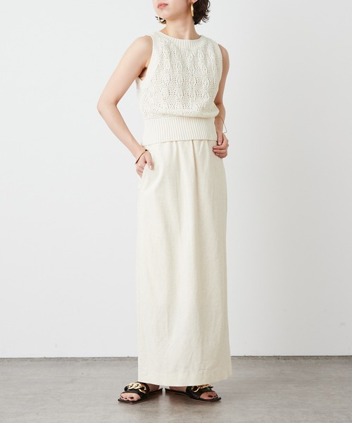 Omekashi（オメカシ）の「ストレッチリネンタイトスカート（スカート・レディース・ブラック/オフホワイト/ピンク・38/36）」の11枚目の写真