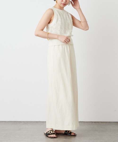 Omekashi（オメカシ）の「ストレッチリネンタイトスカート（スカート・レディース・ブラック/オフホワイト/ピンク・38/36）」の12枚目の写真