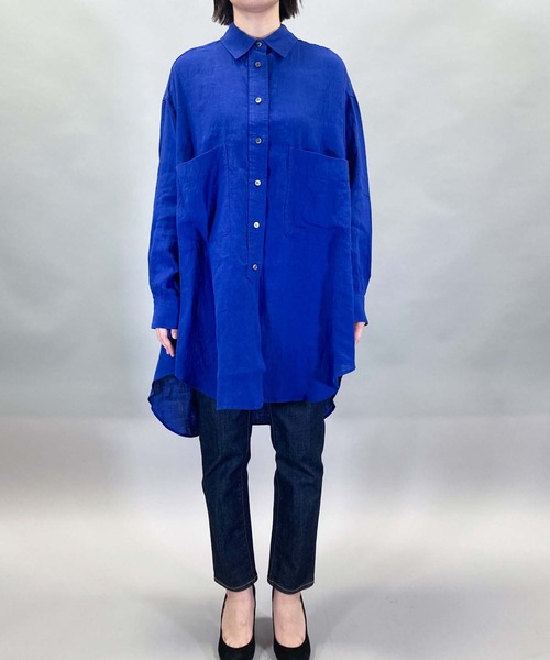 Munich（ミューニック）の「60s フレンチリネンビッグシャツ（シャツ/ブラウス・レディース・ホワイト/イエロー/ブルー/ラベンダー/ナチュラル/ピンク/ブラック/ネイビー・FREE）」の5枚目の写真