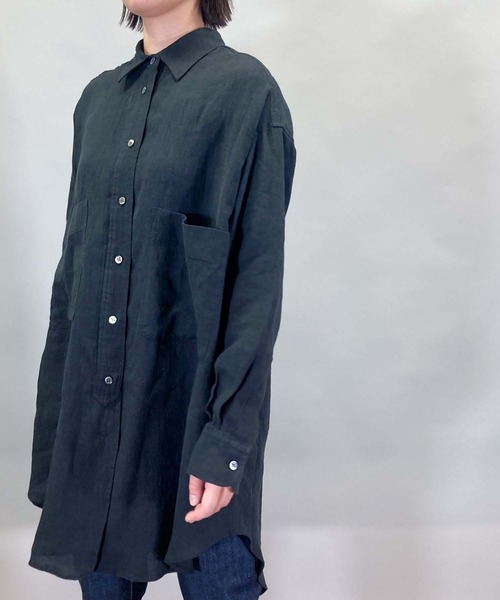 Munich（ミューニック）の「60s フレンチリネンビッグシャツ（シャツ/ブラウス・レディース・ホワイト/イエロー/ブルー/ラベンダー/ナチュラル/ピンク/ブラック/ネイビー・FREE）」の3枚目の写真