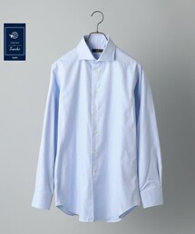 SHIPS: イージーアイロン ヘリンボーン 無地 ホリゾンタルカラー シャツ