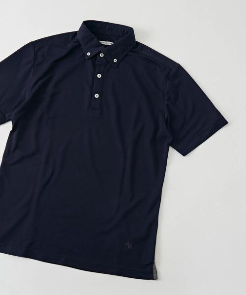 MEN'S MELROSE(メンズメルローズ)の「【WEB限定】リネンライクカノコ半袖ボタンダウンポロシャツ(ポロシャツ・メンズ・ベージュ/ラベンダー/ブルー/グリーン/ブラック/ネイビー/ライラック・2/3/4/5)」の4枚目の写真