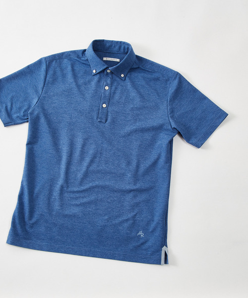 MEN'S MELROSE(メンズメルローズ)の「【WEB限定】リネンライクカノコ半袖ボタンダウンポロシャツ(ポロシャツ・メンズ・ベージュ/ラベンダー/ブルー/グリーン/ブラック/ネイビー/ライラック・2/3/4/5)」の5枚目の写真