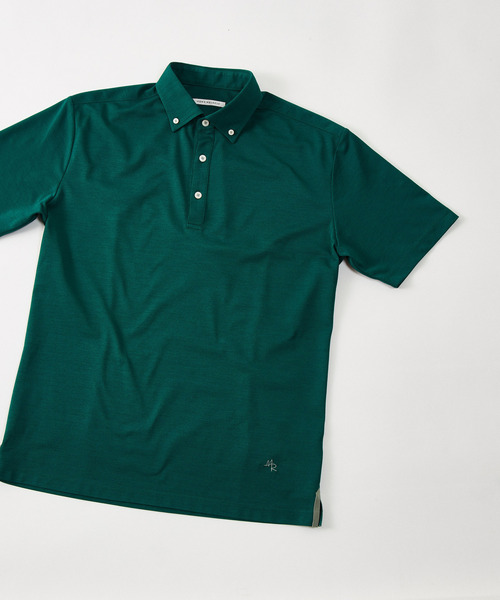 MEN'S MELROSE(メンズメルローズ)の「【WEB限定】リネンライクカノコ半袖ボタンダウンポロシャツ(ポロシャツ・メンズ・ベージュ/ラベンダー/ブルー/グリーン/ブラック/ネイビー/ライラック・2/3/4/5)」の3枚目の写真