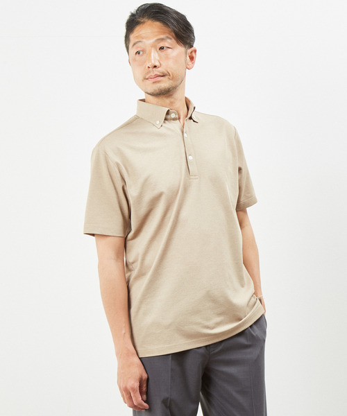 MEN'S MELROSE(メンズメルローズ)の「【WEB限定】リネンライクカノコ半袖ボタンダウンポロシャツ(ポロシャツ・メンズ・ベージュ/ラベンダー/ブルー/グリーン/ブラック/ネイビー/ライラック・2/3/4/5)」の21枚目の写真