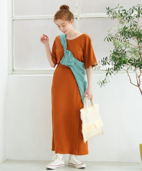 Crisp（クリスプ）の「ストレートラップスカート（スカート・レディース・ブラウン/ピンク/イエロー・FREE）」の4枚目の写真