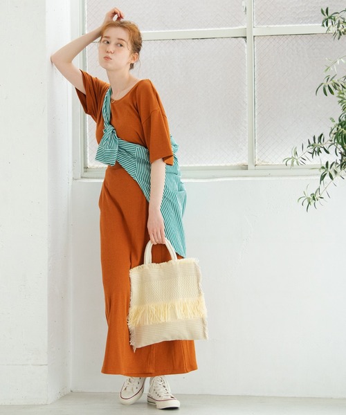 Crisp（クリスプ）の「ストレートラップスカート（スカート・レディース・ブラウン/ピンク/イエロー・FREE）」の6枚目の写真