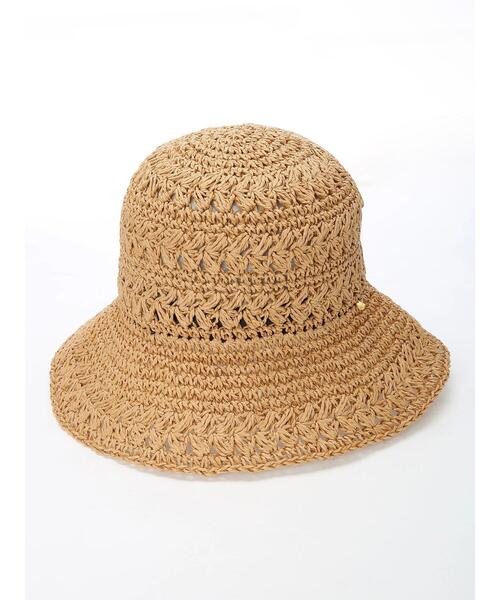 Samansa Mos2 blue（サマンサモスモスブルー）の「透かし柄手編みペーパーハット（ハット・レディース・ベージュ/キナリ・ﾌﾘ-）」の3枚目の写真