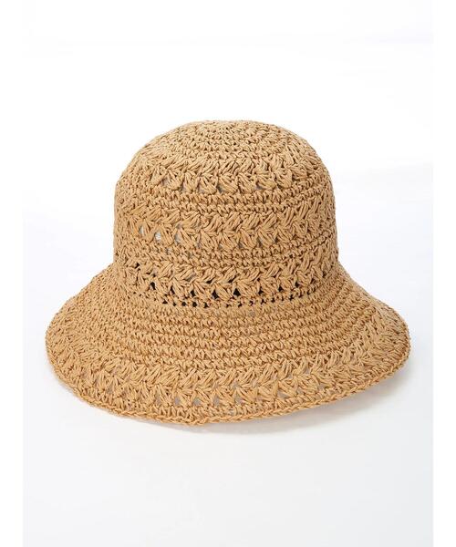 Samansa Mos2 blue（サマンサモスモスブルー）の「透かし柄手編みペーパーハット（ハット・レディース・ベージュ/キナリ・ﾌﾘ-）」の9枚目の写真