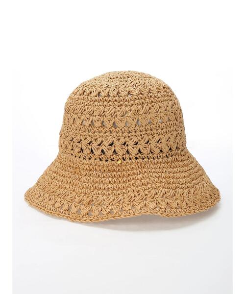 Samansa Mos2 blue（サマンサモスモスブルー）の「透かし柄手編みペーパーハット（ハット・レディース・ベージュ/キナリ・ﾌﾘ-）」の8枚目の写真