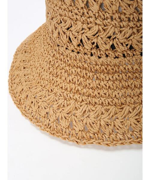 Samansa Mos2 blue（サマンサモスモスブルー）の「透かし柄手編みペーパーハット（ハット・レディース・ベージュ/キナリ・ﾌﾘ-）」の5枚目の写真