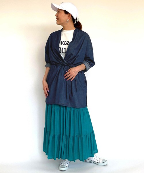 Grand PARK（グランドパーク）の「2WAY　ノーカラーデニムカーディガン（シャツ/ブラウス・レディース・インディゴブルー/ブルー・FREE）」の20枚目の写真