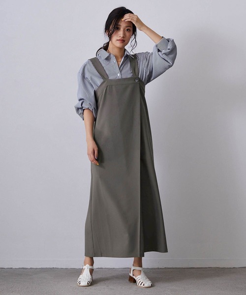 NICOLE white(ニコルホワイト)の「ジャンバースカート(ジャンパースカート・レディース・チャコールグレー/グレー/オリーブ・FREE)」の2枚目の写真