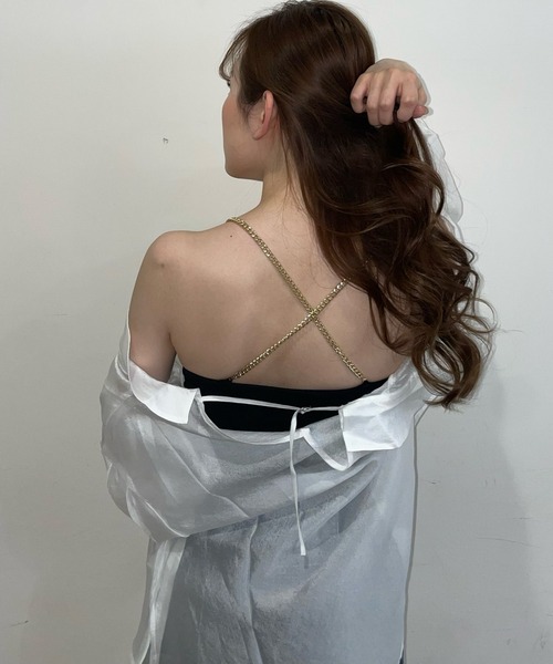 LIPSERVICE（リップサービス）の「チェーンストラップベア（キャミソール・レディース・ブラウン/ホワイト/ブラック・FREE）」の5枚目の写真