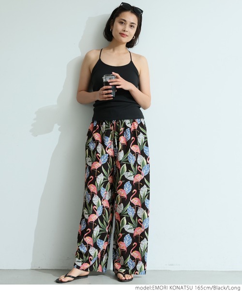 coca(coca)(コカ)の「フラミンゴリラックスパンツ(その他パンツ・レディース・ブラック/グリーン・SHORT/LONG)」の3枚目の写真
